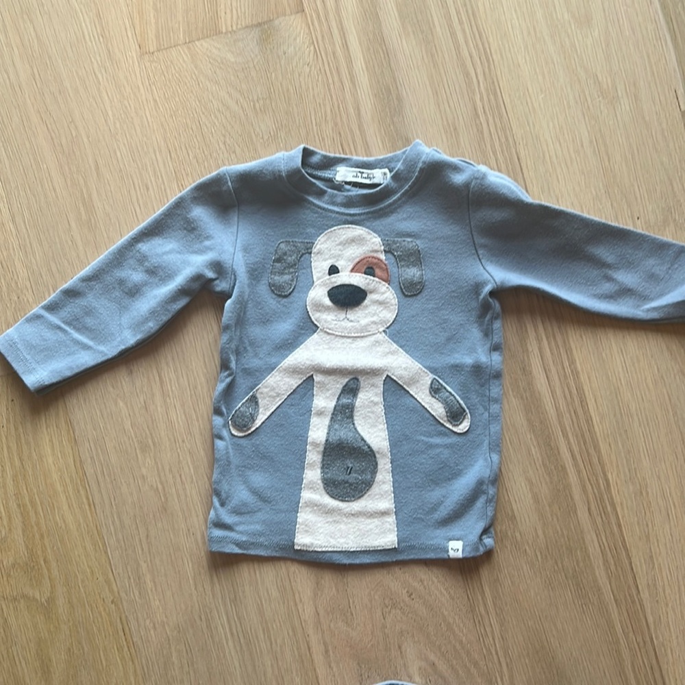Oh Baby 6-12 month blue dog shirt